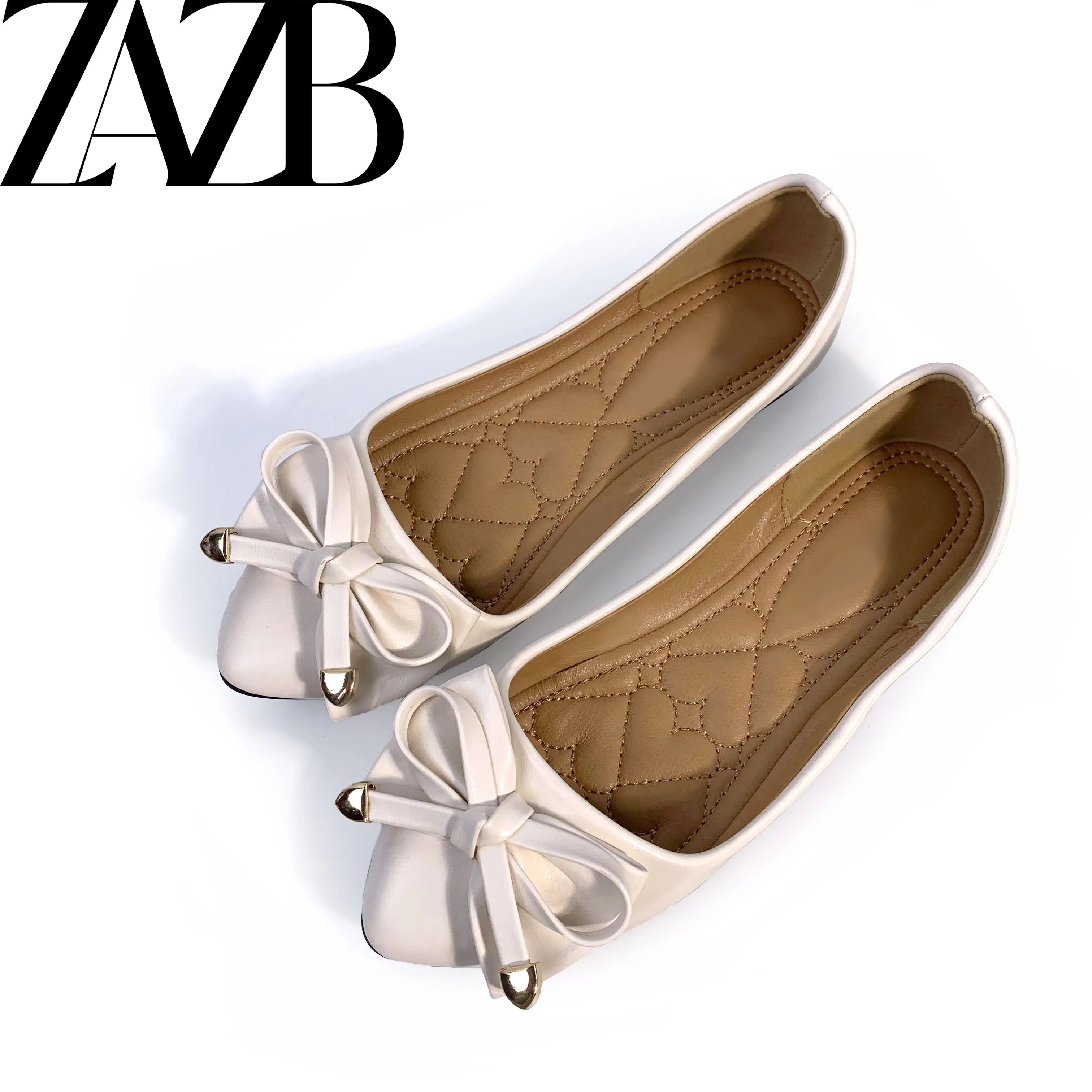 ZAZB Brand Custom Leather Boat Formal Wholesale Footwear Loafers Femmes Mules Soft Comfortable Flats Shoes for Women's Ladies