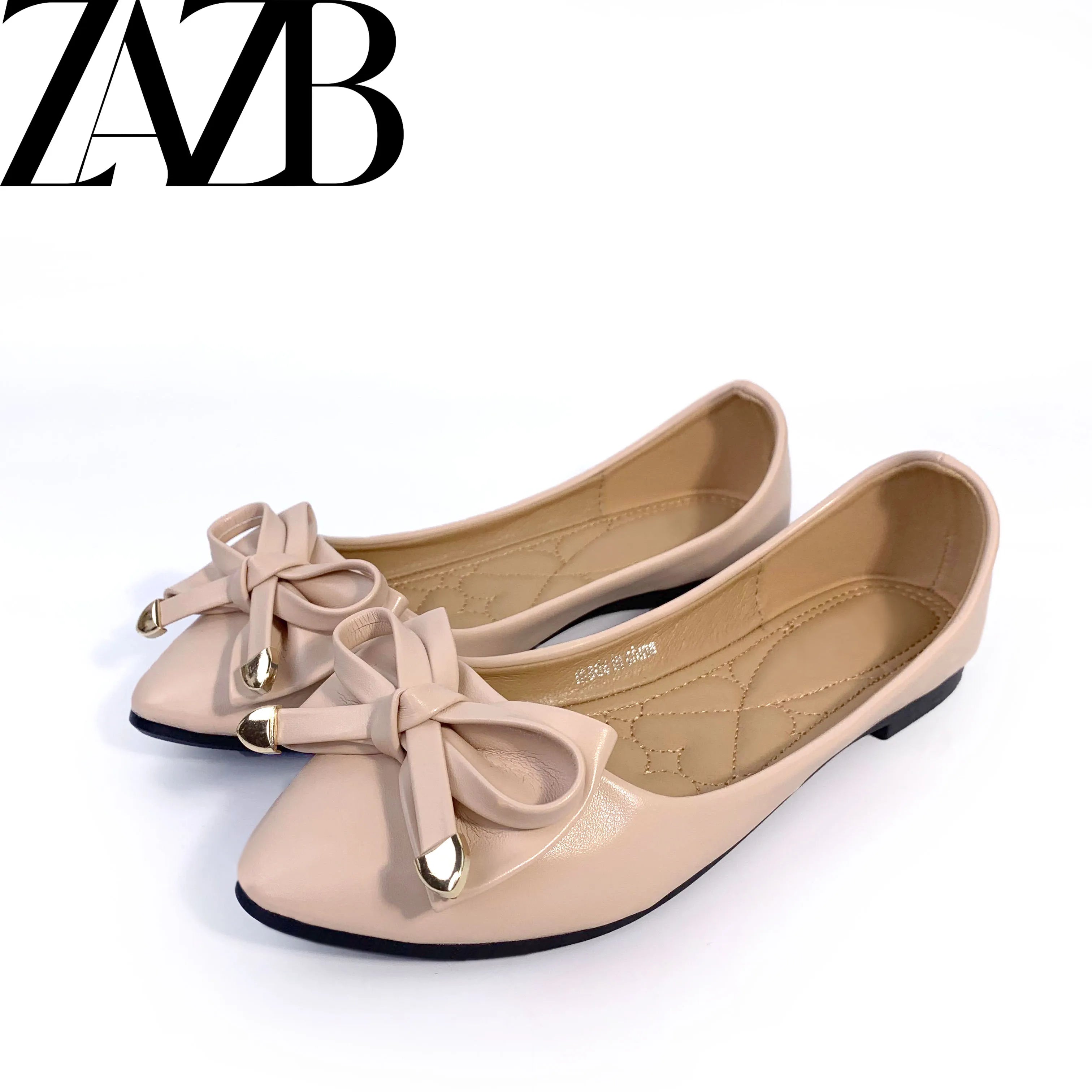 ZAZB Brand Custom Leather Boat Formal Wholesale Footwear Loafers Femmes Mules Soft Comfortable Flats Shoes for Women's Ladies