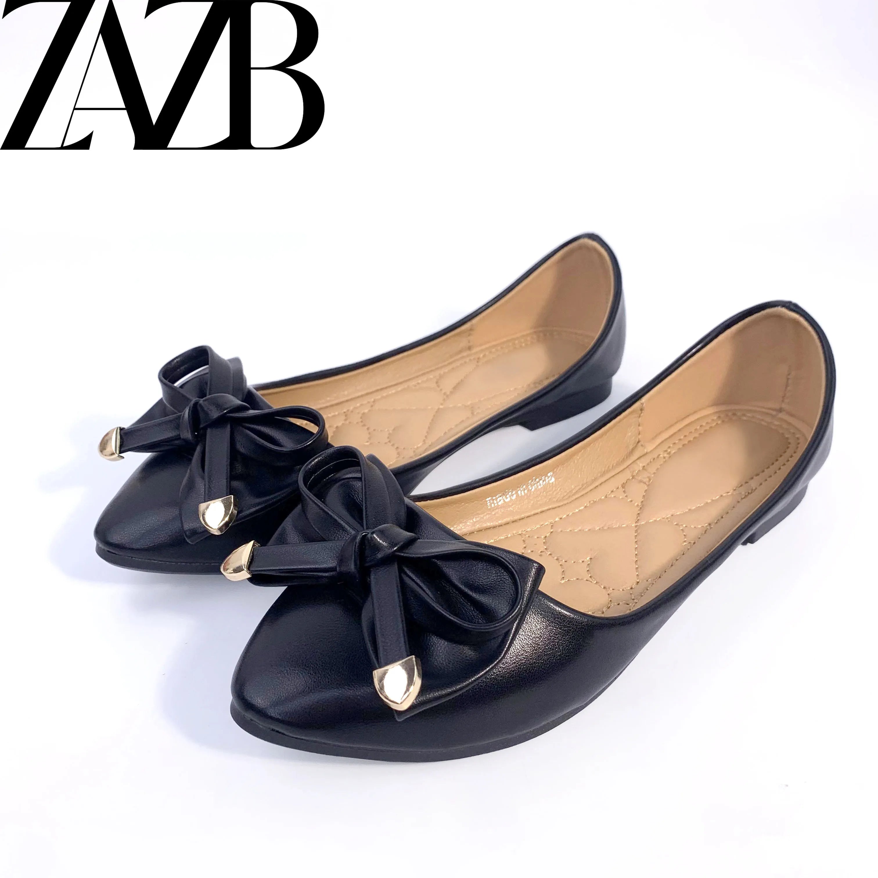 ZAZB Brand Custom Leather Boat Formal Wholesale Footwear Loafers Femmes Mules Soft Comfortable Flats Shoes for Women's Ladies