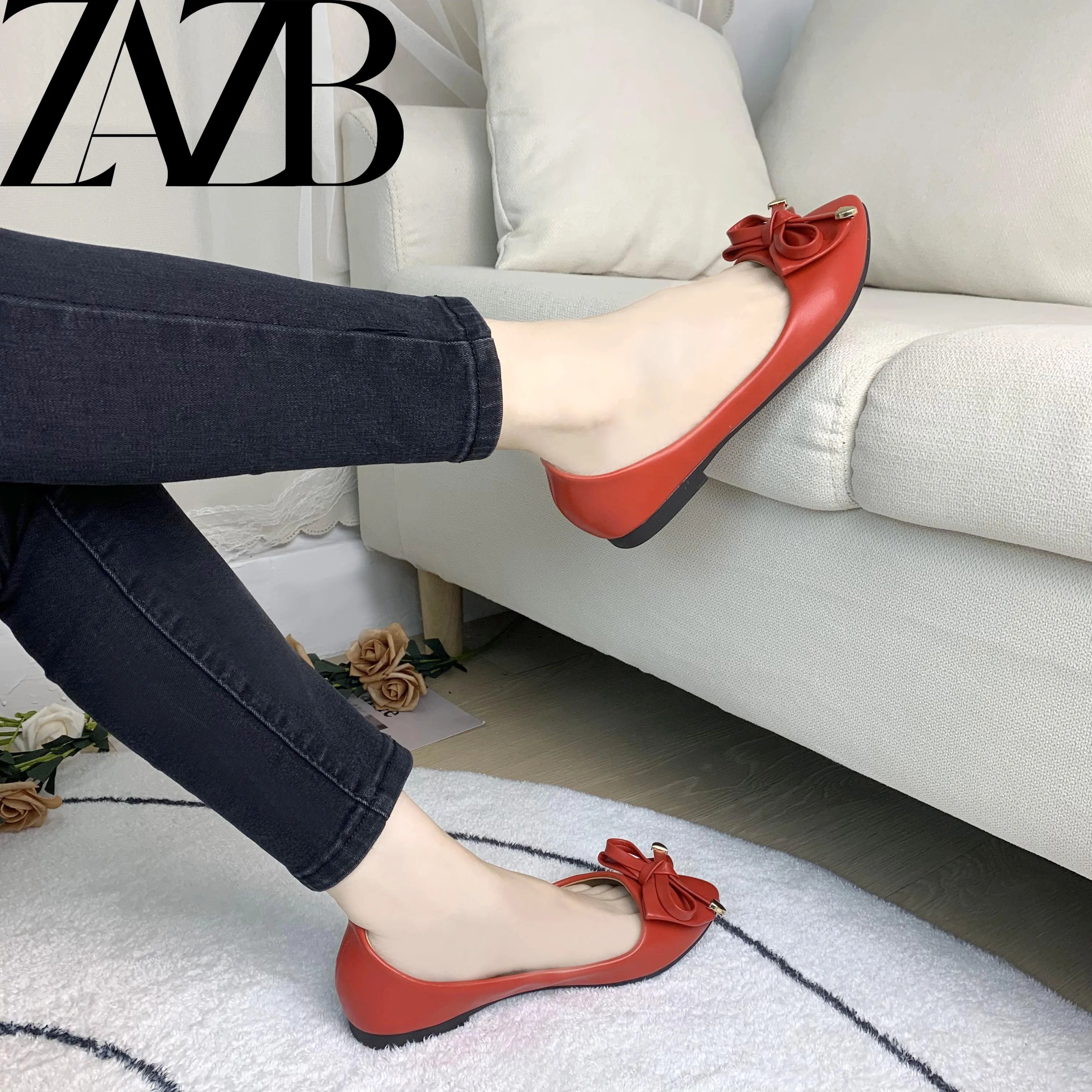 ZAZB Brand Custom Leather Boat Formal Wholesale Footwear Loafers Femmes Mules Soft Comfortable Flats Shoes for Women's Ladies