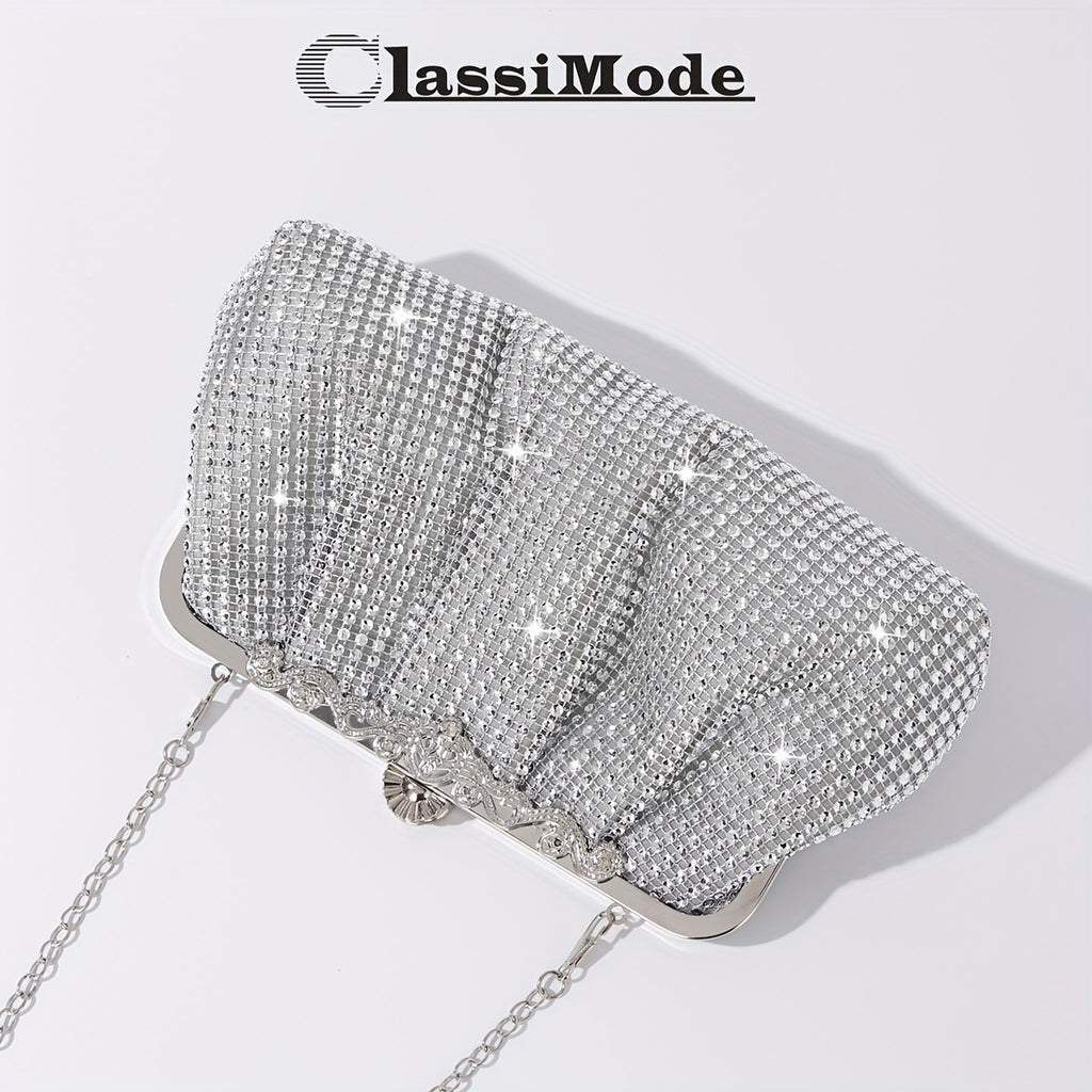 2025 New Luxury Sparkling Women'S Evening Bag, Fashionable Versatile Evening Bag, High-end Evening Bag, Dazzling Diamond Fabric + Detachable Chain, Small Handbag, Evening Accessory Handbag, Party Accessory Handbag, Bridesmaid