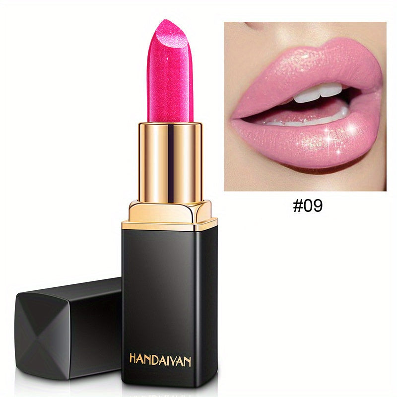 Mermaid Shiny Lipsticks - 9 Colors, Metallic Pearly Temperature Changing Lipsticks with Long Lasting Shimmer and Glitter Valentine's Day Gifts For Music Festival