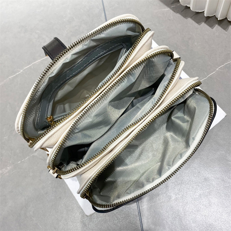 Trendy Faux Leather Shoulder Bag - Women's Casual Zipper Purse With Removable Strap