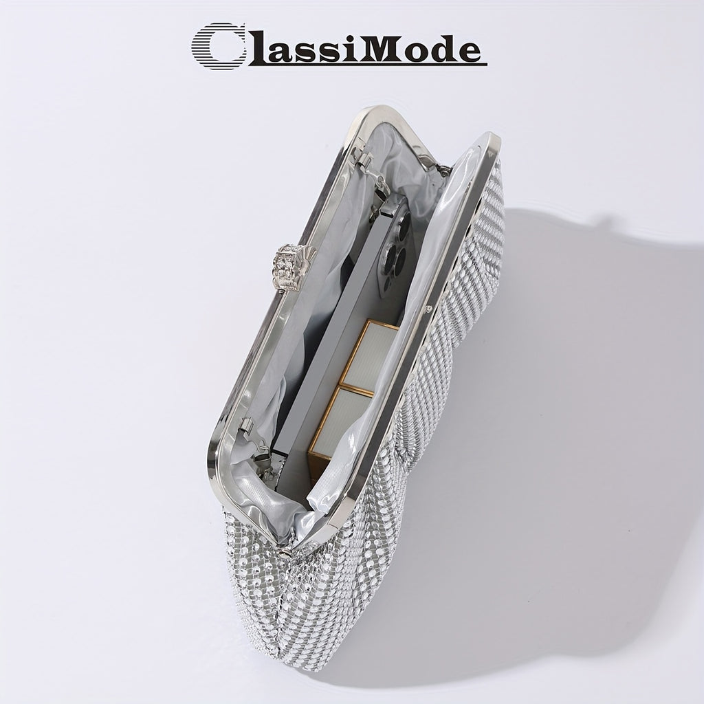 2025 New Luxury Sparkling Women'S Evening Bag, Fashionable Versatile Evening Bag, High-end Evening Bag, Dazzling Diamond Fabric + Detachable Chain, Small Handbag, Evening Accessory Handbag, Party Accessory Handbag, Bridesmaid