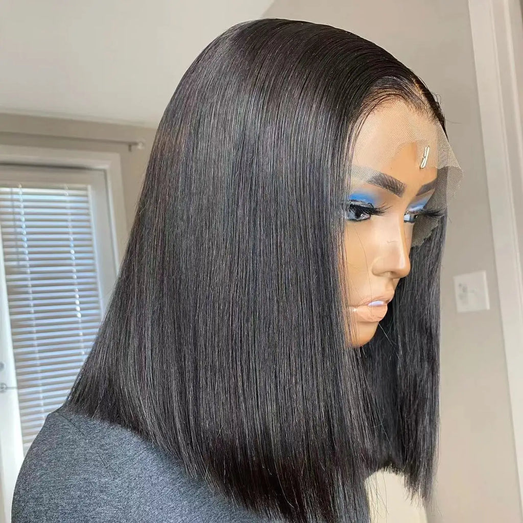 Super Double Drawn Natural Color Bob Wigs for Lace Frontal Human Hair Wig SDD Bone Straight Perruques Femmes Wholesale Lace Wigs