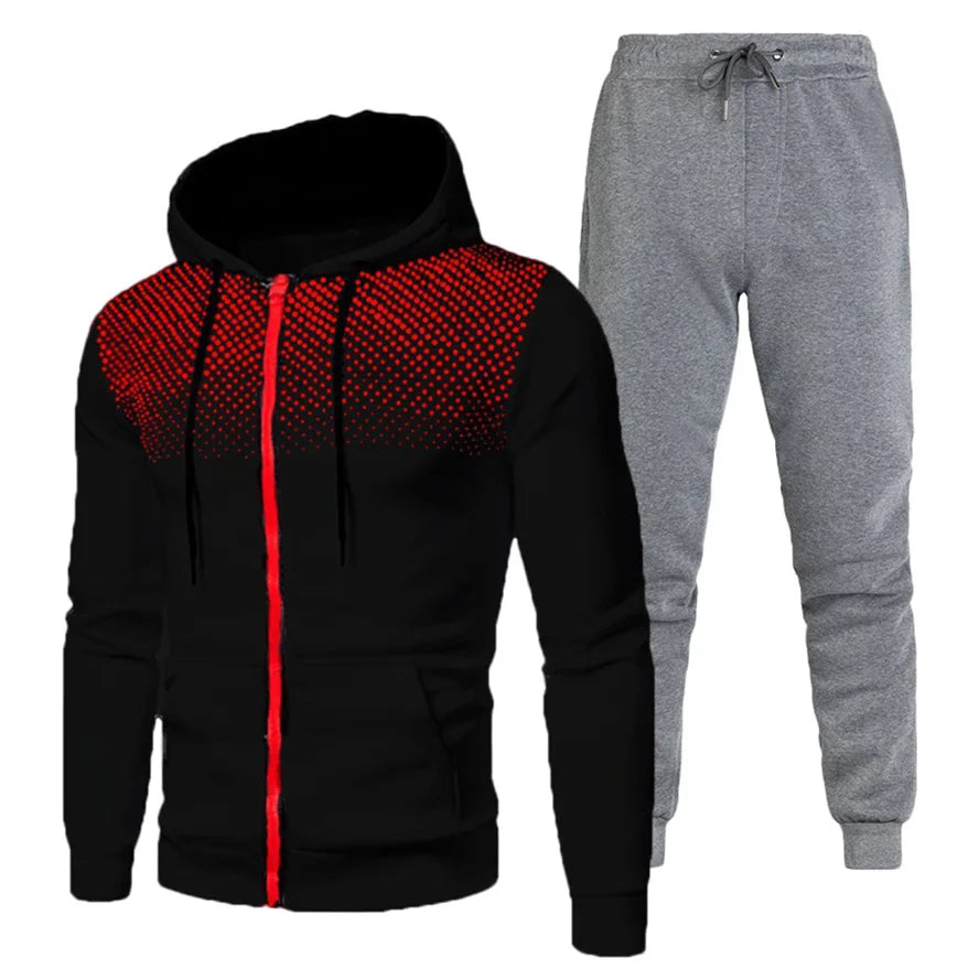 Custom Logo Polyester Sport Zipper Hoodies Sweatshirts Jogging Pants Track Suit Running Sportswear Men Plain Tracksuit Set
