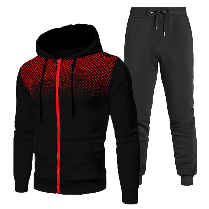 Custom Logo Polyester Sport Zipper Hoodies Sweatshirts Jogging Pants Track Suit Running Sportswear Men Plain Tracksuit Set