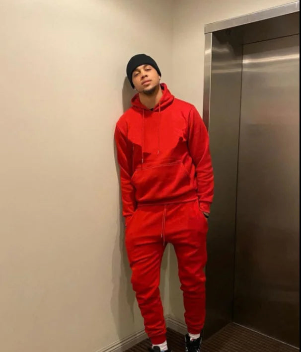 Liu Ming Newest Custom Logo Printed Mens Solid Color Long Sleeve Hooded Jogging Sweatpants Training Sports Suit