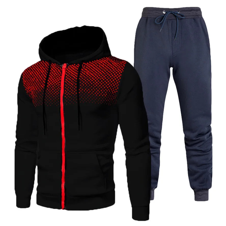 Custom Logo Polyester Sport Zipper Hoodies Sweatshirts Jogging Pants Track Suit Running Sportswear Men Plain Tracksuit Set