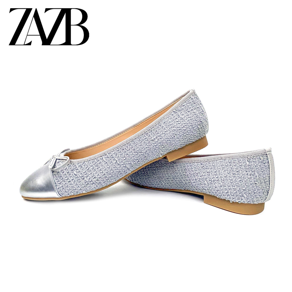 Custom  Golden Bow Round Head  Designer Shoes Sandals for Women and Ladies Flat Shoes  Luxury Elegant Femmes Fashion