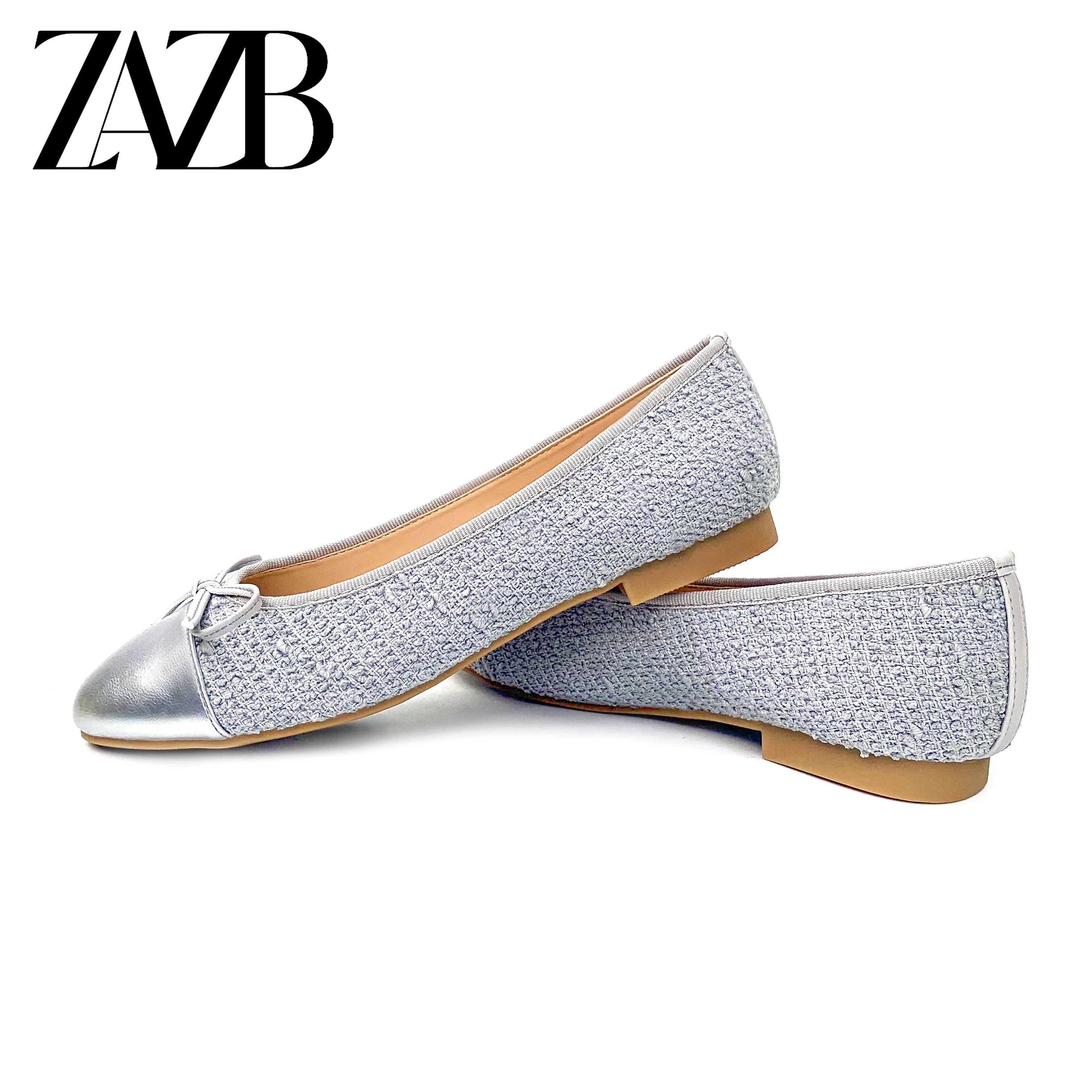 Custom  Golden Bow Round Head  Designer Shoes Sandals for Women and Ladies Flat Shoes  Luxury Elegant Femmes Fashion