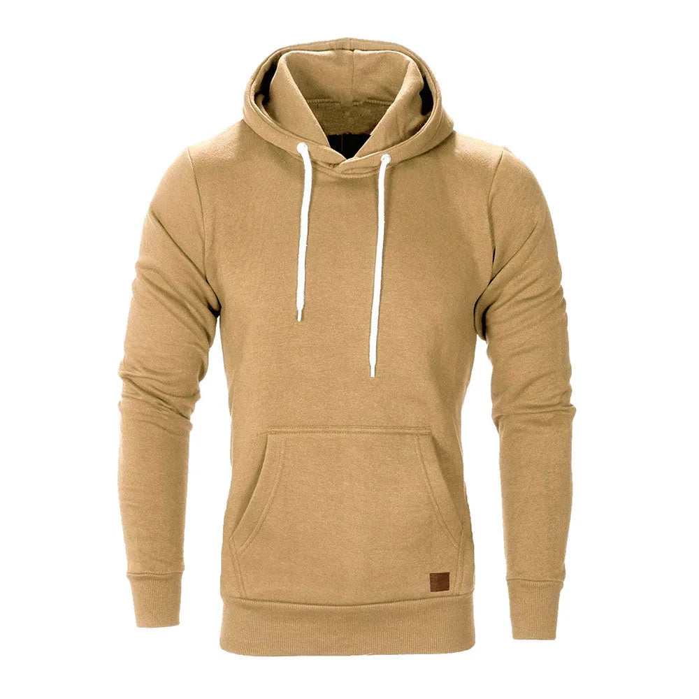 Fashion Custom Logo Stylish Hot Selling Long Sleeve Solid Color Hooded Pull Over Sweatshirts for Men