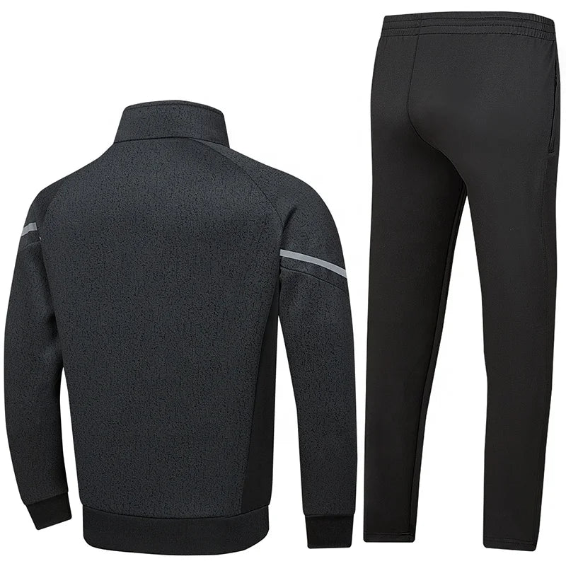 Jogging Running Casual Sport Training Polyester Athletic Black Set for Mens Two Piece Logo Custom Tracksuit