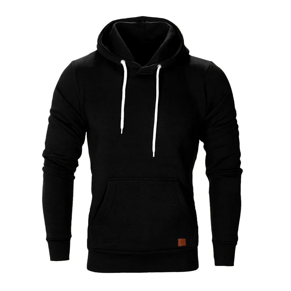 Fashion Custom Logo Stylish Hot Selling Long Sleeve Solid Color Hooded Pull Over Sweatshirts for Men