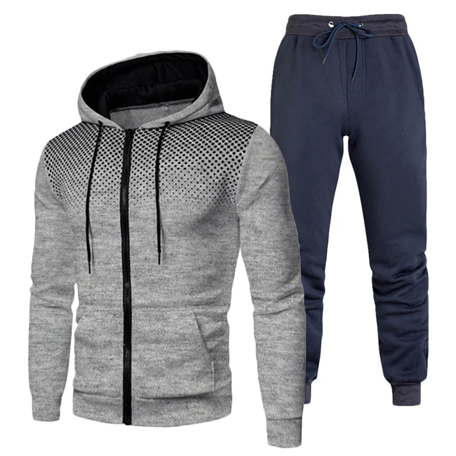 Custom Logo Polyester Sport Zipper Hoodies Sweatshirts Jogging Pants Track Suit Running Sportswear Men Plain Tracksuit Set