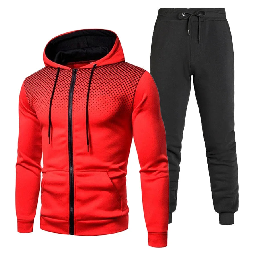 Custom Logo Polyester Sport Zipper Hoodies Sweatshirts Jogging Pants Track Suit Running Sportswear Men Plain Tracksuit Set