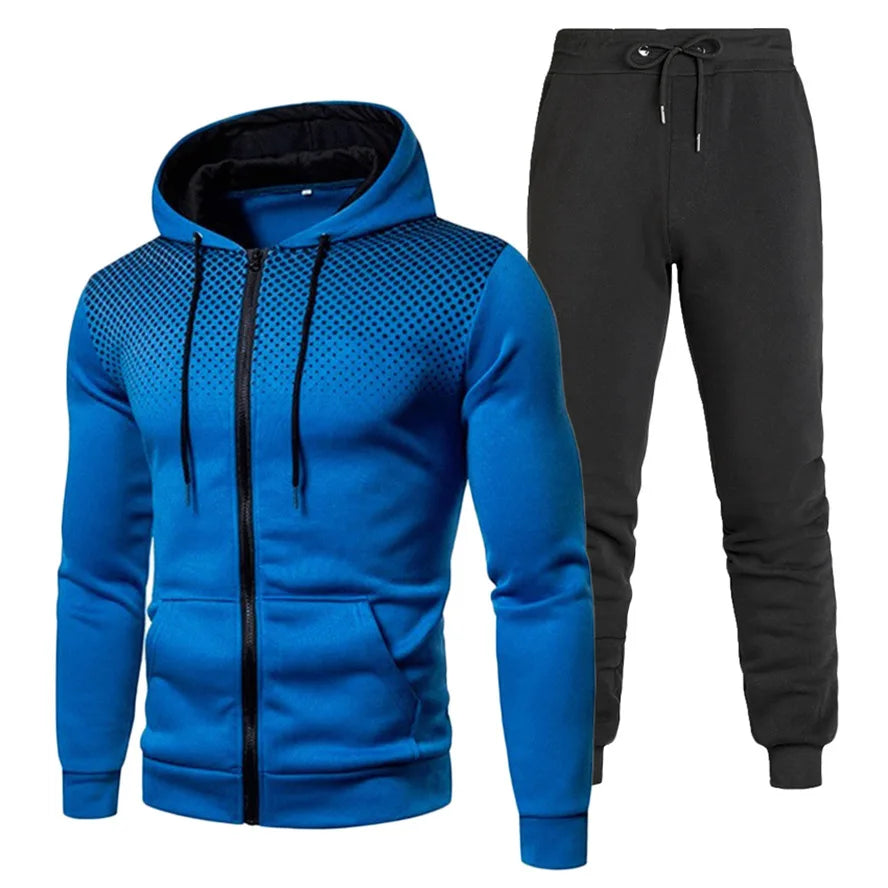 Custom Logo Polyester Sport Zipper Hoodies Sweatshirts Jogging Pants Track Suit Running Sportswear Men Plain Tracksuit Set