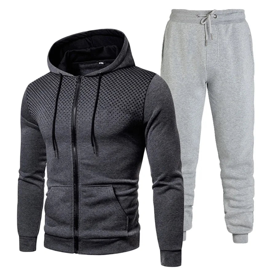 Custom Logo Polyester Sport Zipper Hoodies Sweatshirts Jogging Pants Track Suit Running Sportswear Men Plain Tracksuit Set