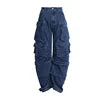 Bettergirl Wholesale Ready to Ship Wide Leg Pants Ladies Baggy Casual Femmes Pantalon Women Denim Cargo Jeans Women