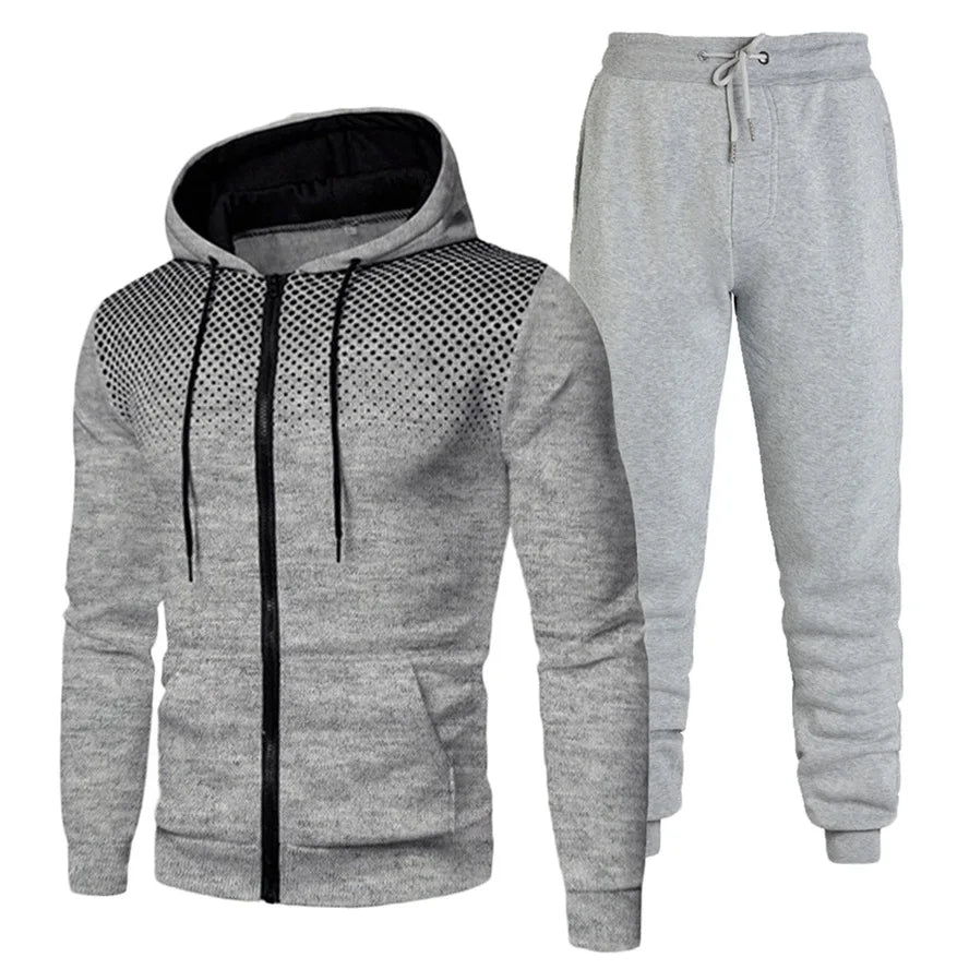Custom Logo Polyester Sport Zipper Hoodies Sweatshirts Jogging Pants Track Suit Running Sportswear Men Plain Tracksuit Set