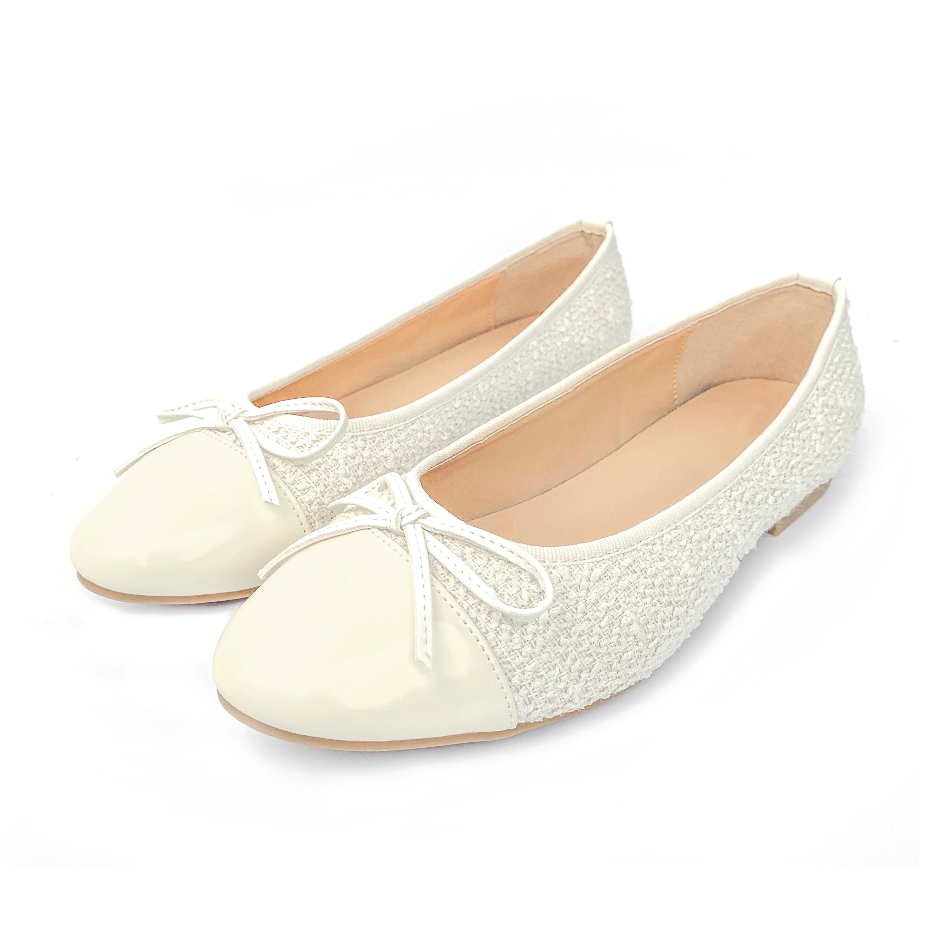 Custom  Golden Bow Round Head  Designer Shoes Sandals for Women and Ladies Flat Shoes  Luxury Elegant Femmes Fashion