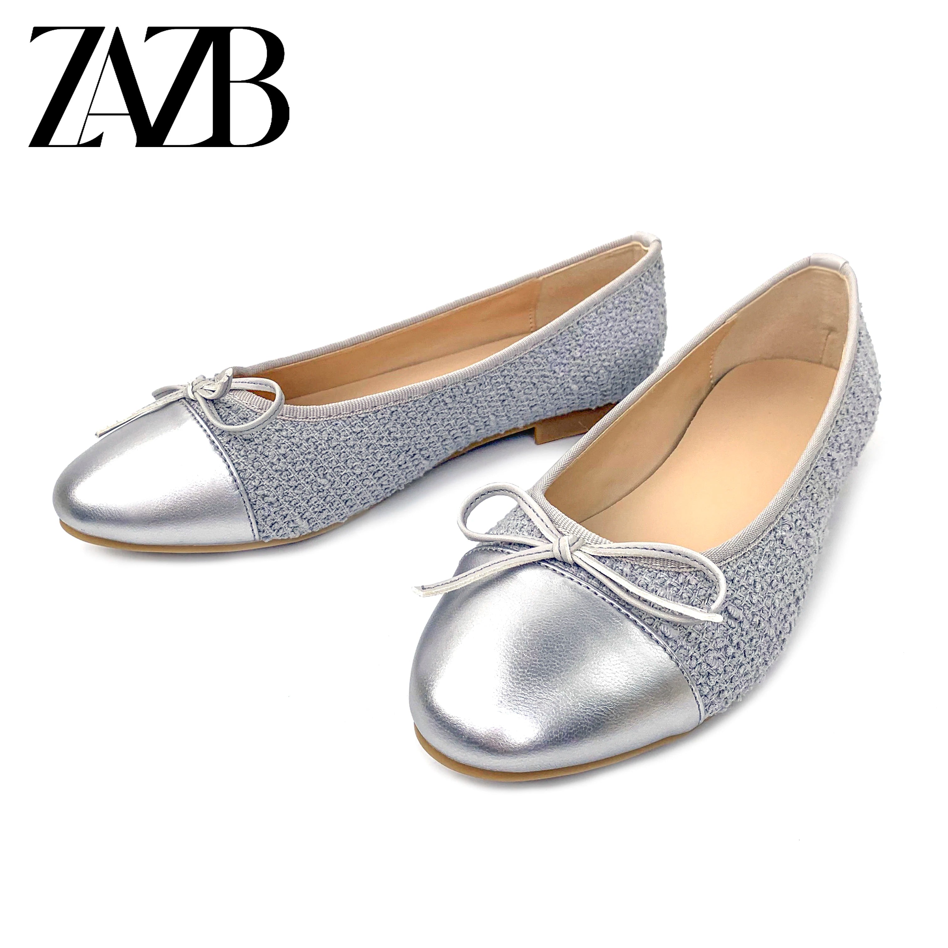 Custom  Golden Bow Round Head  Designer Shoes Sandals for Women and Ladies Flat Shoes  Luxury Elegant Femmes Fashion