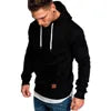 Fashion Custom Logo Stylish Hot Selling Long Sleeve Solid Color Hooded Pull Over Sweatshirts for Men