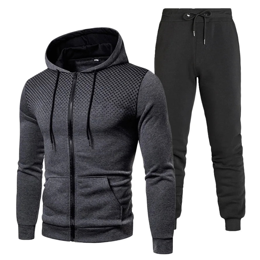 Custom Logo Polyester Sport Zipper Hoodies Sweatshirts Jogging Pants Track Suit Running Sportswear Men Plain Tracksuit Set