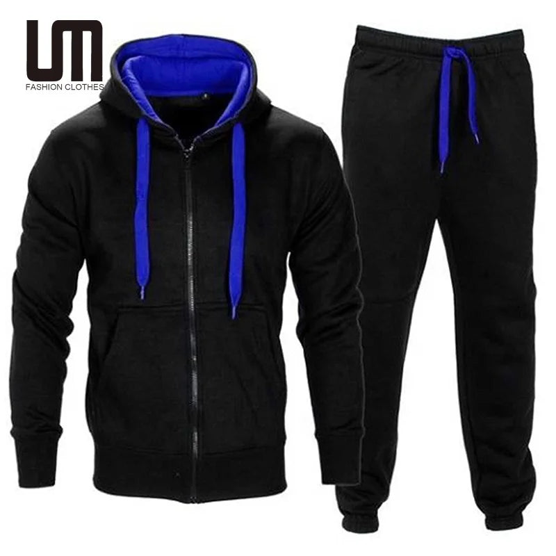 Liu Ming Custom Logo 2025 New Style Autumn Winter Men s Jogging Outdoor Zipper Tracksuit Hooded Sweatshirt Sweatpants Set