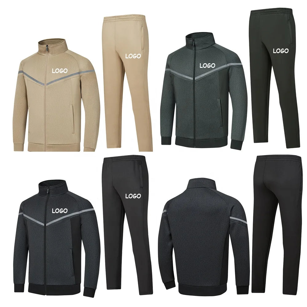 Jogging Running Casual Sport Training Polyester Athletic Black Set for Mens Two Piece Logo Custom Tracksuit