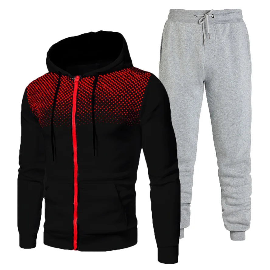 Custom Logo Polyester Sport Zipper Hoodies Sweatshirts Jogging Pants Track Suit Running Sportswear Men Plain Tracksuit Set