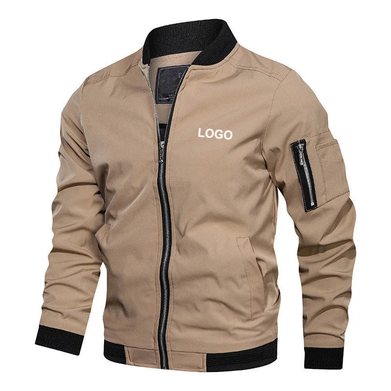 Custom 2022 Fall Winter Stand Collar Men's Jacket Windproof Autumn Long Sleeve Casual Coat and Bomber Jacket