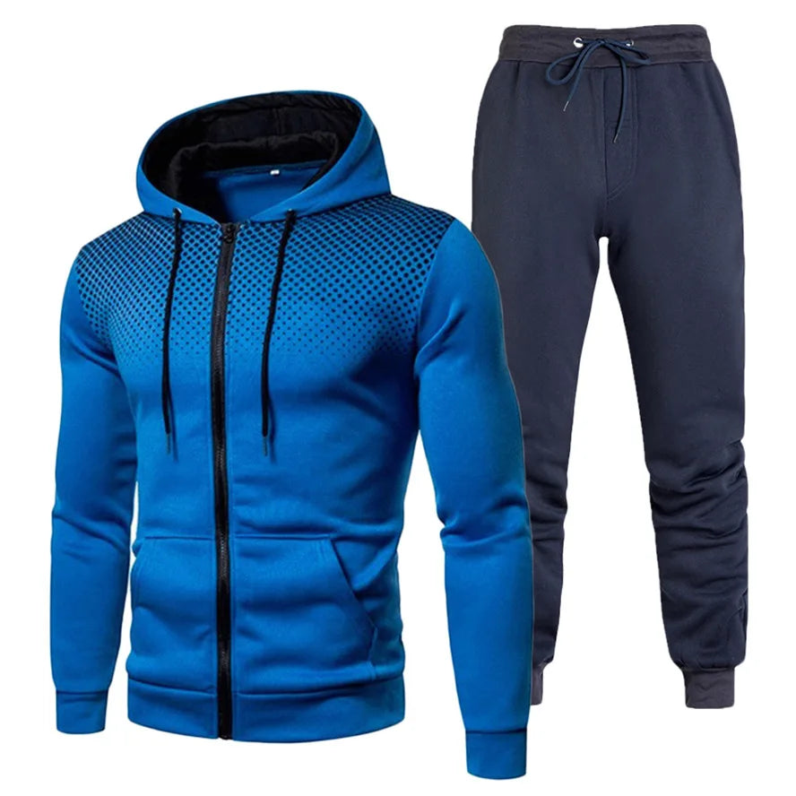 Custom Logo Polyester Sport Zipper Hoodies Sweatshirts Jogging Pants Track Suit Running Sportswear Men Plain Tracksuit Set