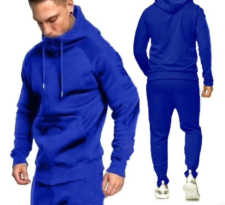 Liu Ming Newest Custom Logo Printed Mens Solid Color Long Sleeve Hooded Jogging Sweatpants Training Sports Suit