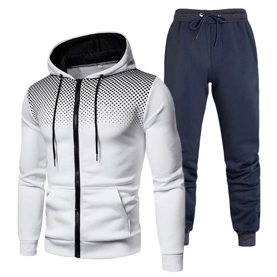 Custom Logo Polyester Sport Zipper Hoodies Sweatshirts Jogging Pants Track Suit Running Sportswear Men Plain Tracksuit Set