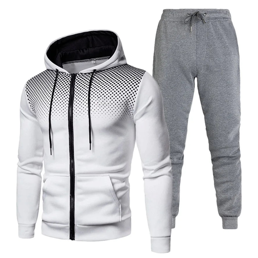 Custom Logo Polyester Sport Zipper Hoodies Sweatshirts Jogging Pants Track Suit Running Sportswear Men Plain Tracksuit Set