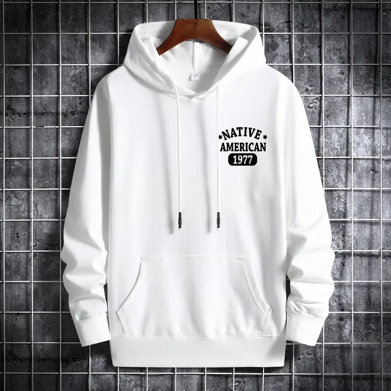 2024 Plus Size Men's Hoodies Fashion Hooded Pull Over Hoodies Men Printed Spring Loose Street Wear Stylish Hoodies Men