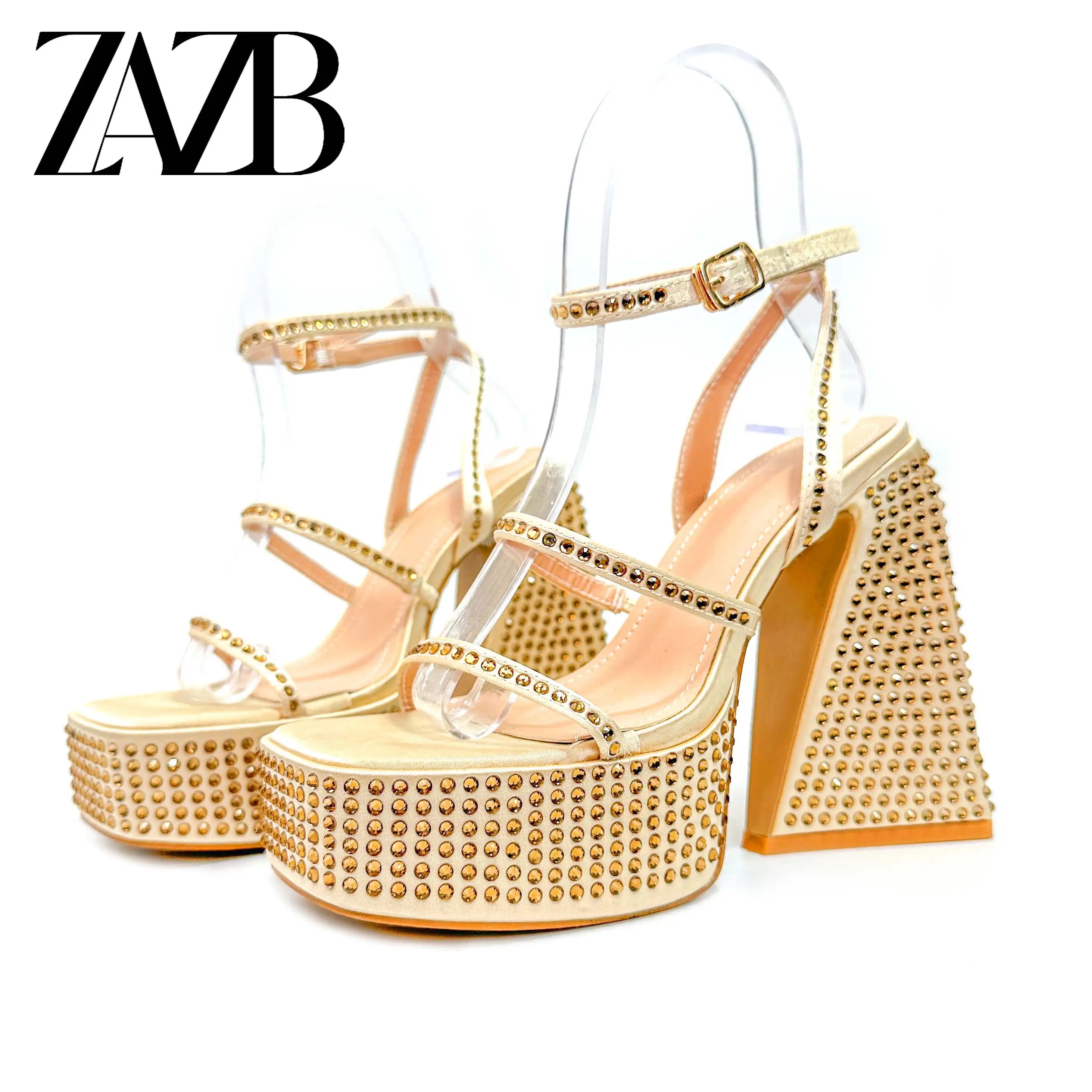 Custom Enigner Shoes for Women and Ladies High Thick  Heels Luxury slippers Femmes Diamonds Fashion Sandals for Bridal Shoes