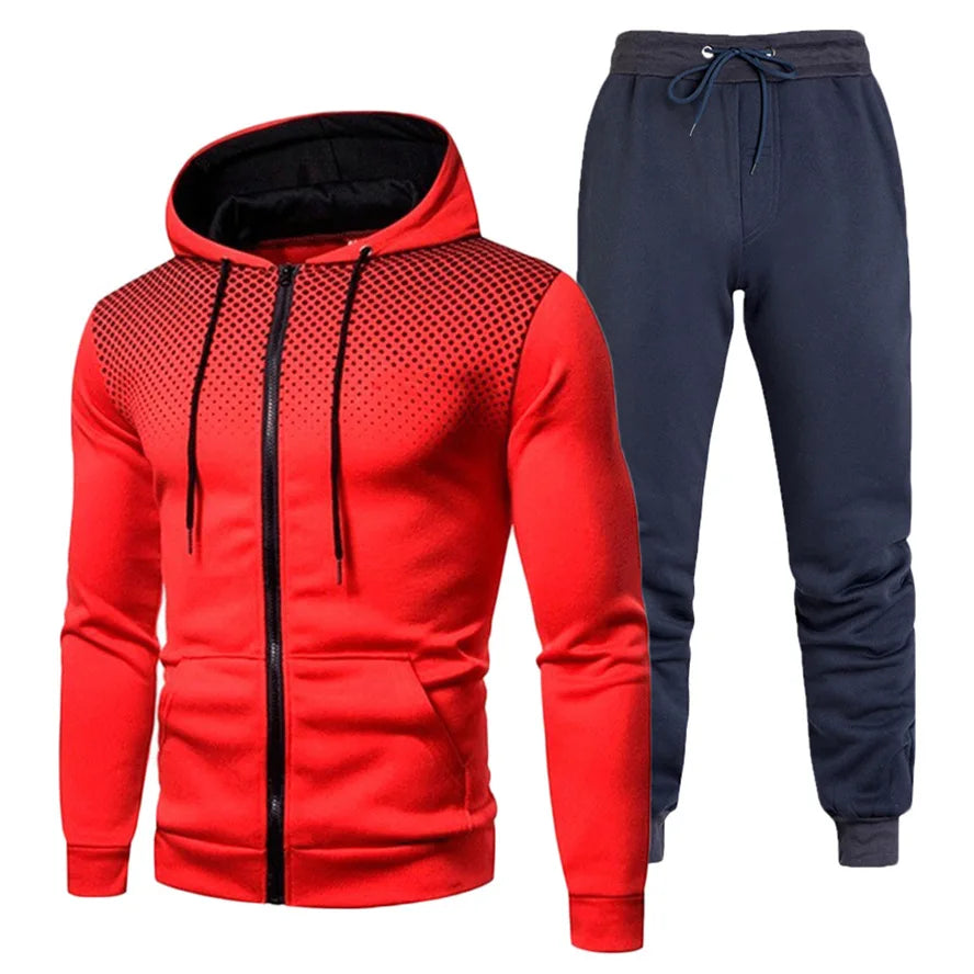 Custom Logo Polyester Sport Zipper Hoodies Sweatshirts Jogging Pants Track Suit Running Sportswear Men Plain Tracksuit Set
