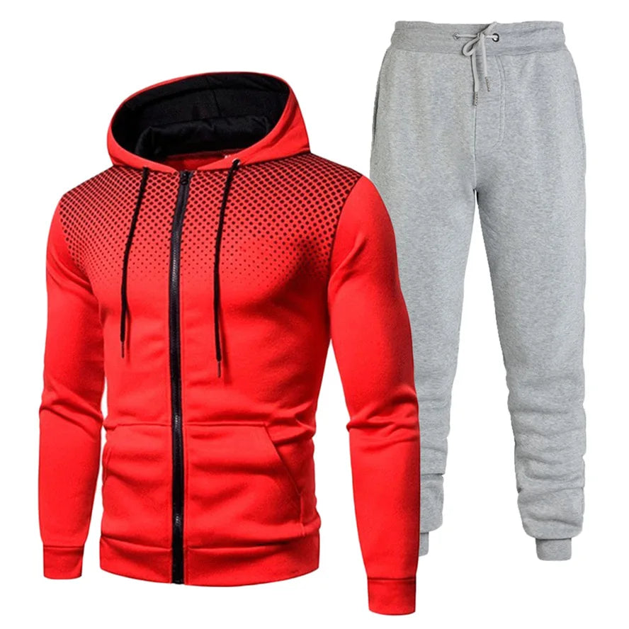 Custom Logo Polyester Sport Zipper Hoodies Sweatshirts Jogging Pants Track Suit Running Sportswear Men Plain Tracksuit Set