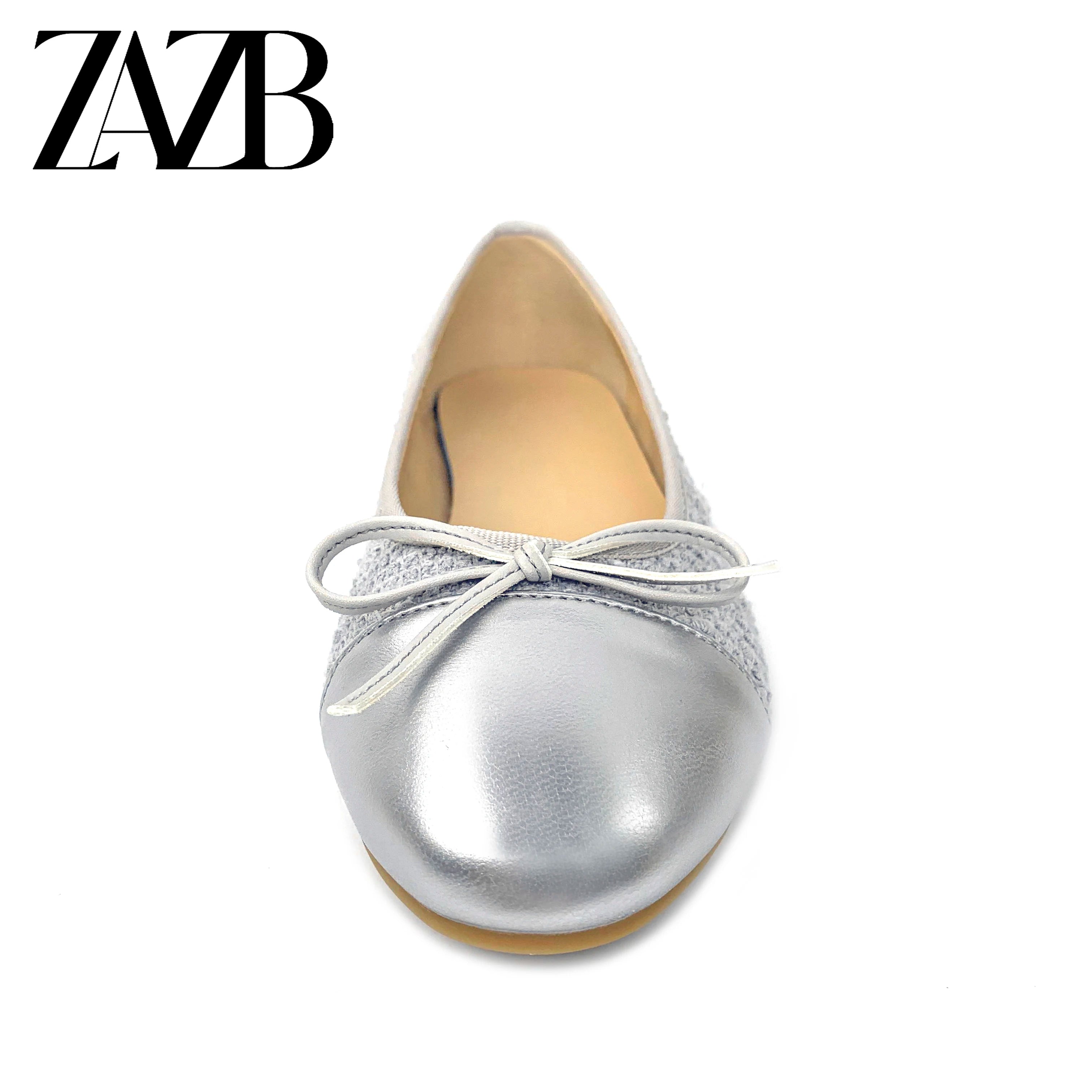 Custom  Golden Bow Round Head  Designer Shoes Sandals for Women and Ladies Flat Shoes  Luxury Elegant Femmes Fashion