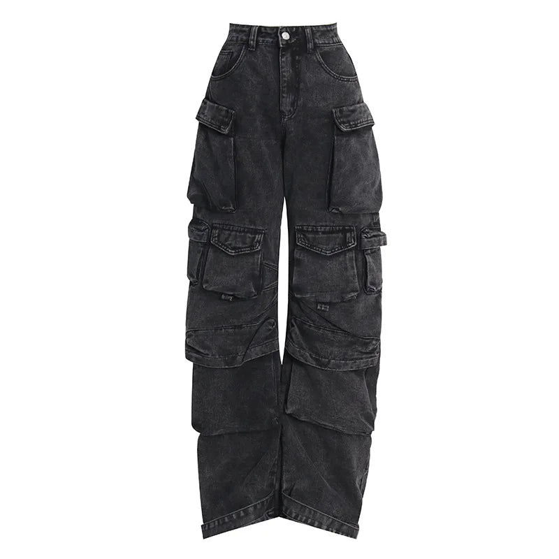 Bettergirl Wholesale Ready to Ship Wide Leg Pants Ladies Baggy Casual Femmes Pantalon Women Denim Cargo Jeans Women