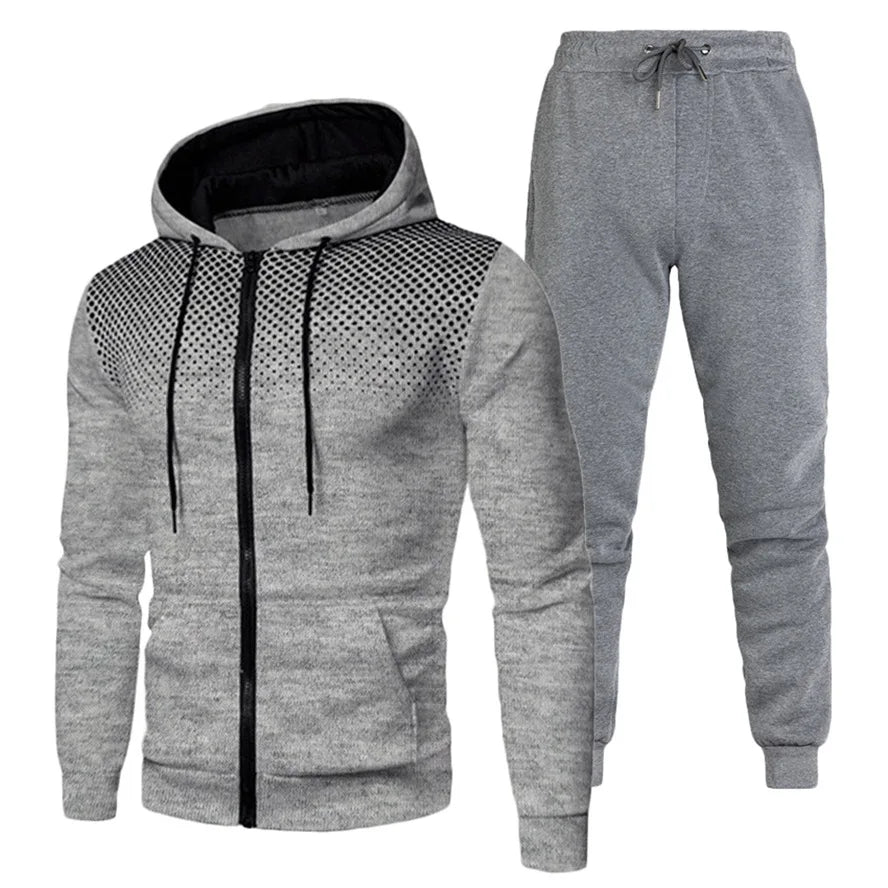 Custom Logo Polyester Sport Zipper Hoodies Sweatshirts Jogging Pants Track Suit Running Sportswear Men Plain Tracksuit Set