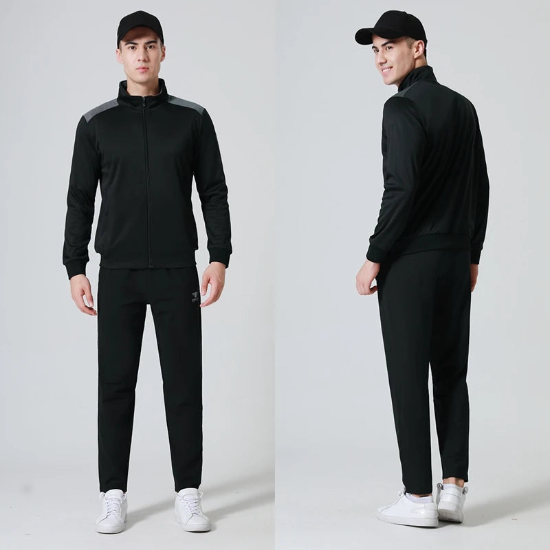 Hot Sale Sporty Men's Outdoor Sportswear New Blank Two-Piece Jacket and Jogging Bottoms Set for Spring