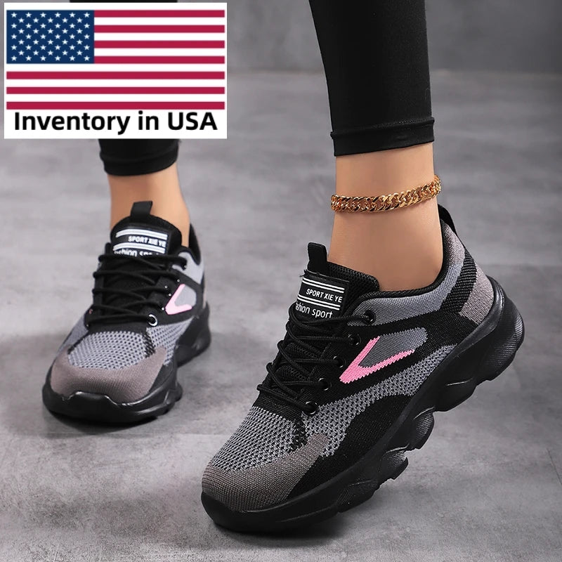 Us Local Stock Sneakers for Women and Ladies  New Styles	Women's Sports Shoes Flat Shoes	Chaussures Pour Femmes 2025 New