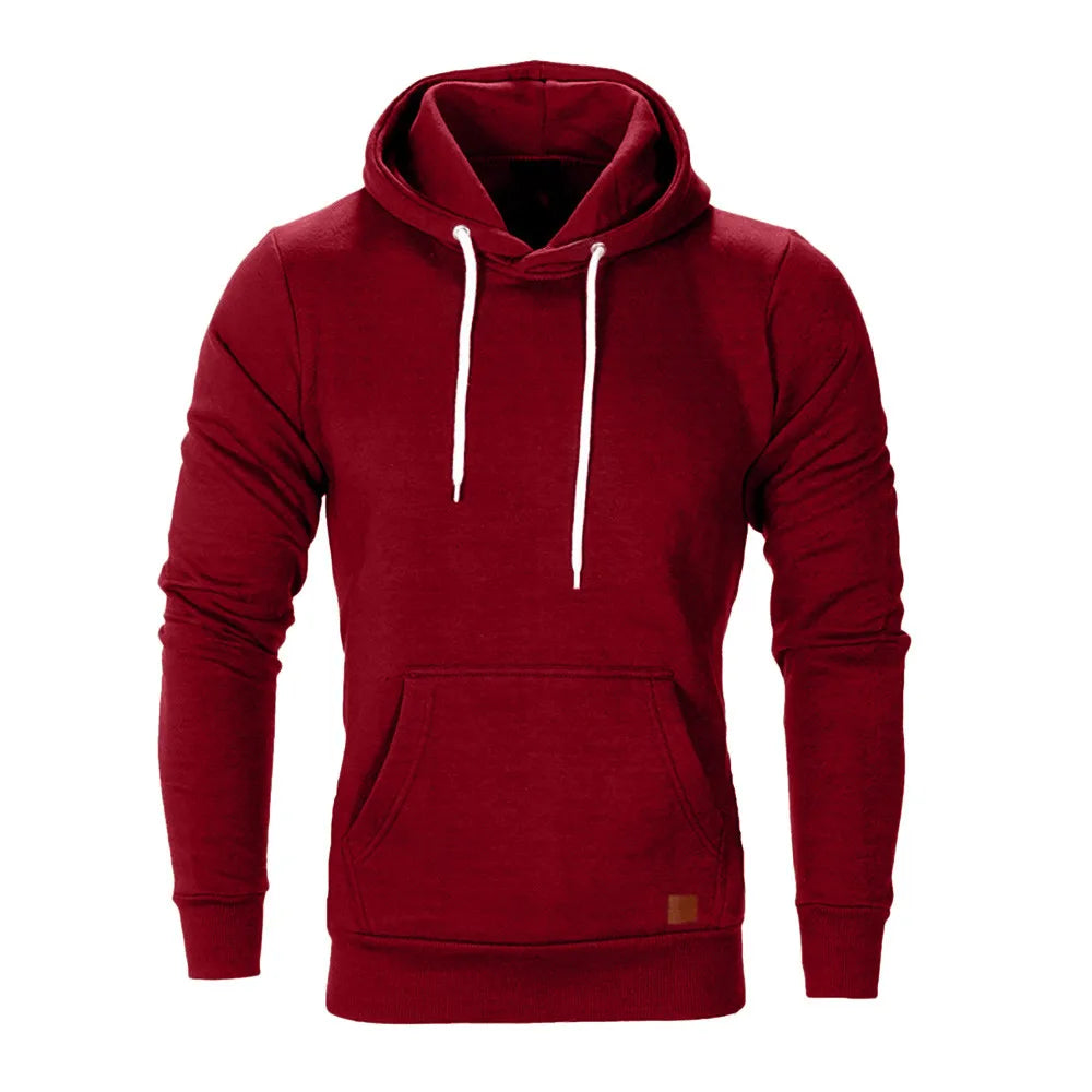 Fashion Custom Logo Stylish Hot Selling Long Sleeve Solid Color Hooded Pull Over Sweatshirts for Men