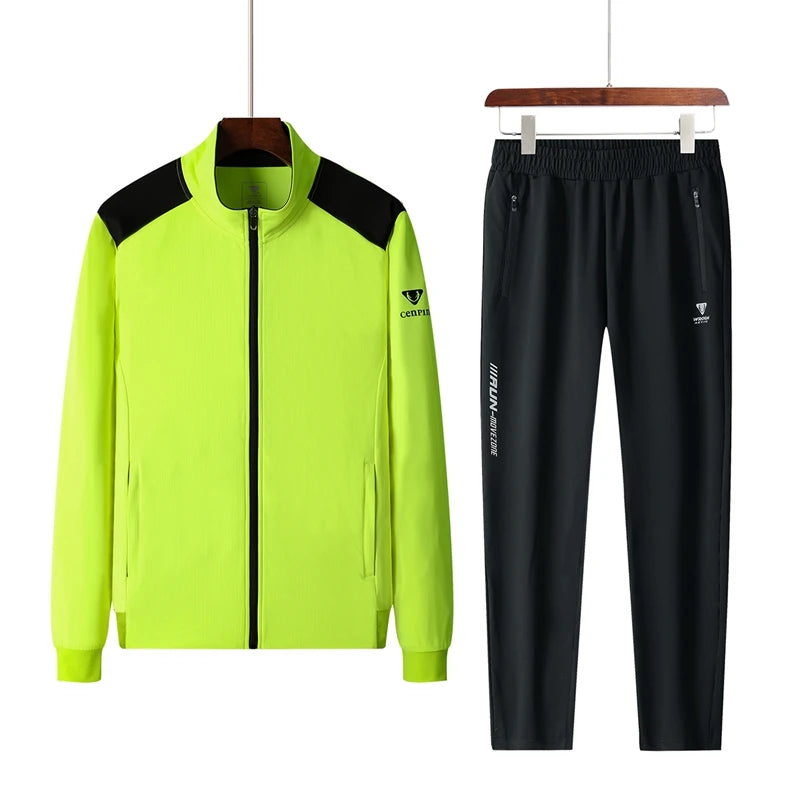 Hot Sale Sporty Men's Outdoor Sportswear New Blank Two-Piece Jacket and Jogging Bottoms Set for Spring