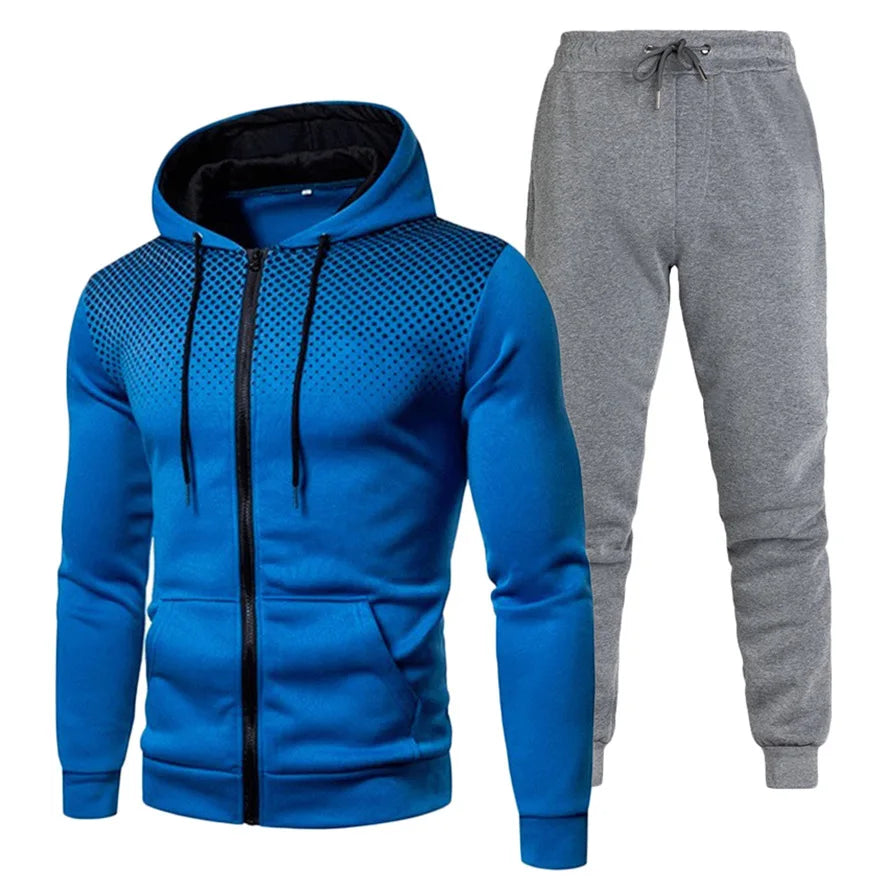 Custom Logo Polyester Sport Zipper Hoodies Sweatshirts Jogging Pants Track Suit Running Sportswear Men Plain Tracksuit Set