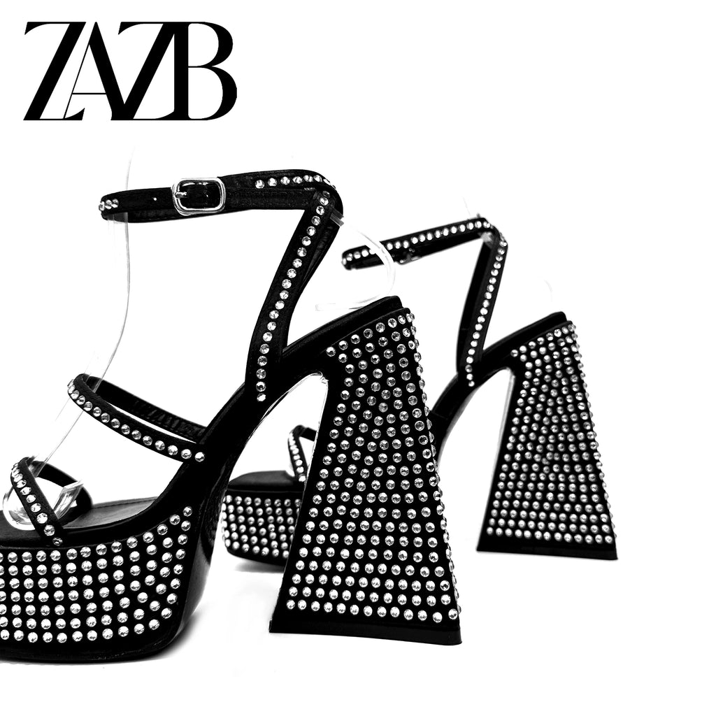 Custom Enigner Shoes for Women and Ladies High Thick  Heels Luxury slippers Femmes Diamonds Fashion Sandals for Bridal Shoes