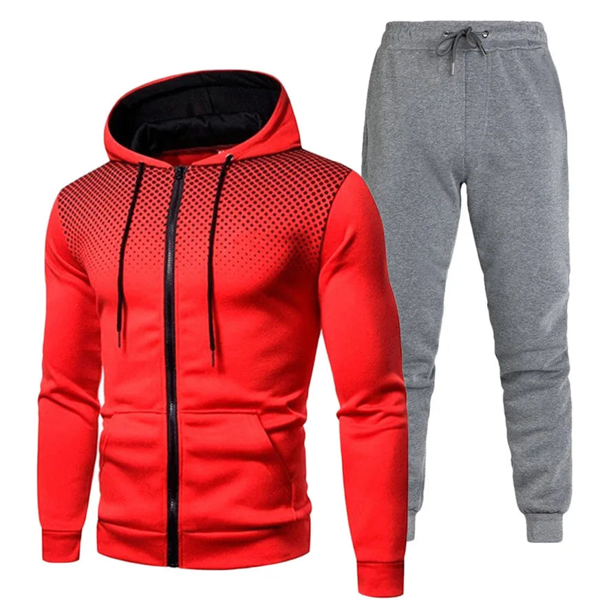 Custom Logo Polyester Sport Zipper Hoodies Sweatshirts Jogging Pants Track Suit Running Sportswear Men Plain Tracksuit Set